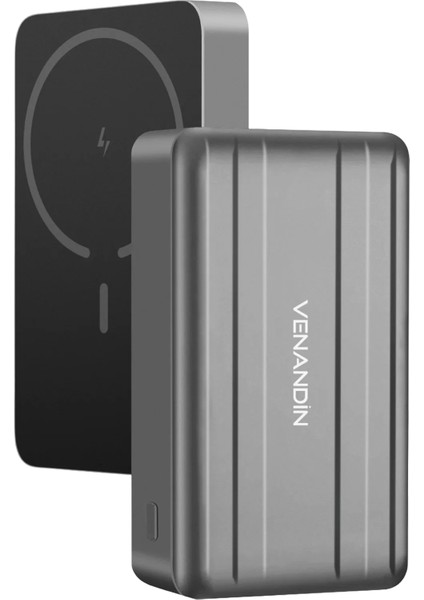 Venandin PWB10A5 10.000 Mah Magsafe Uyumlu Powerbank – 15W Manyetik Kablosuz ve 22,5W Kablolu Hızlı Şarj, Qc 3.0