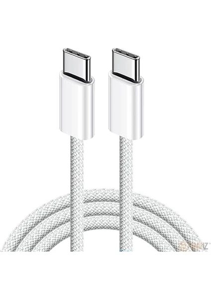 60W iPhone Uyumlu 17 / 17 Pro / 17 Air / 17 Pro Max 15 - 16 - Pro - Pro Max Hasır 1 Metre Hızlı Şarj Kablosu Type-C
